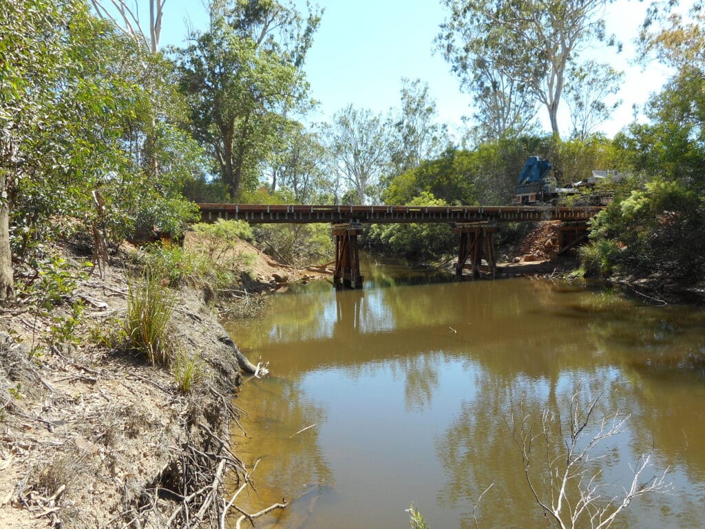Side elevation of the Running River timber bridge, Charters Towers, Queensland