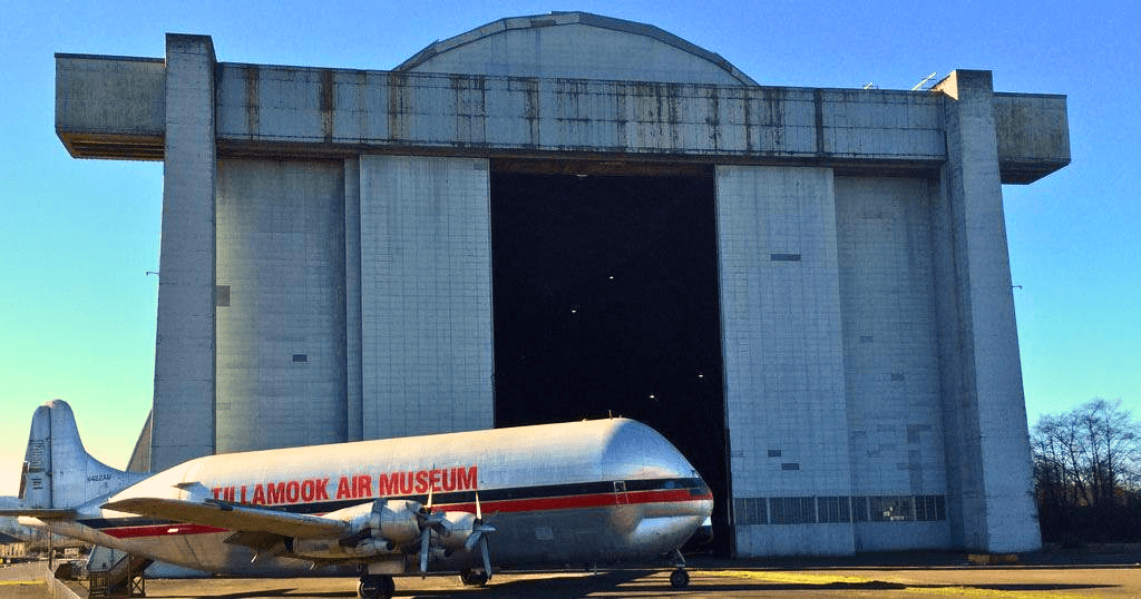 Modern day view of Tillamook Air Museum exterior of Hangar B.