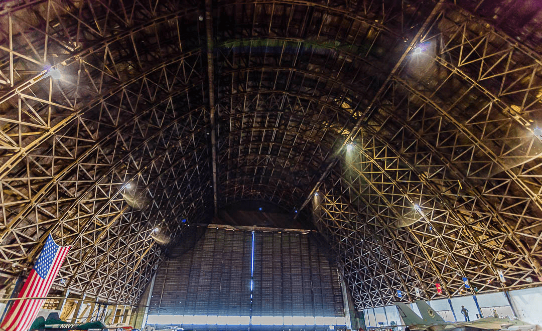 Tillamook Air Museum - inside Hangar B captured by Wood Research and Development the timber structural engineer experts