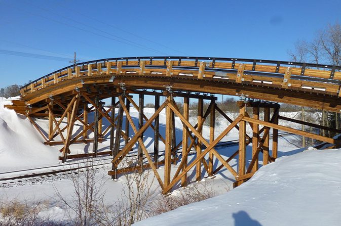 Providence Road bridge designed by Wood Research and Development, Timber Bridge Consultants , Timber Engineering Experts. The bridge was built by Timber Restoration Services USA, Canada, Australia Mass timber construction experts , timber bridges concepts, timber bridge builders