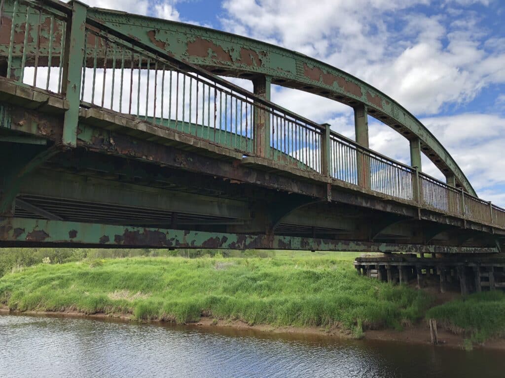 The original crossing at Nappan, Nova Scotia before the Roger Bacon Bridge replacement